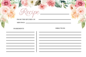 Pink Garden Recipe Instructions -1: Pink Garden Bridal Shower Invitation -1 (Bundle)