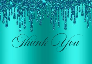 Teal Glitter Drip Baby Feet Thank You: Teal Glitter Drip Baby Feet Invitation (Bundle)