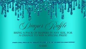 Teal Glitter Drip Baby Feet Diaper Raffle: Teal Glitter Drip Baby Feet Invitation (Bundle)