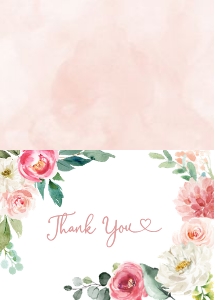 Pink Garden Thank You Card -3 (Folded): Pink Garden Thank You -3