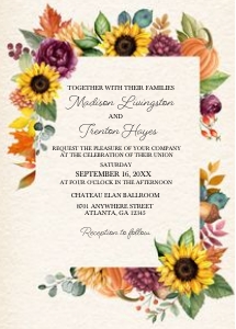 Autumn Sunflower Wedding Invitation -1: Autumn Sunflower Wedding Invitation -1 (Bundle)