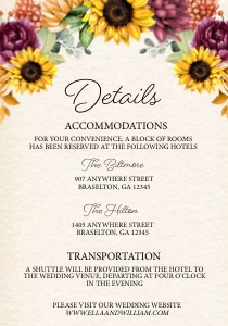 Autumn Sunflower Details Insert: Autumn Sunflower Wedding Invitation -1 (Bundle)