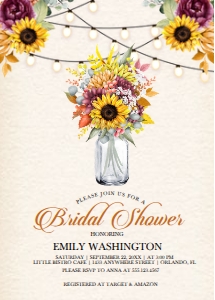 Autumn Sunflower Bridal Shower Invitation -2: Autumn Sunflower Bridal Shower Invitation -2