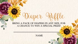 Autumn Sunflower Diaper Raffle Insert: Autumn Sunflower Diaper Raffle