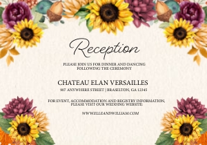 Autumn Sunflower Reception Insert: Autumn Sunflower Wedding Invitation -1 (Bundle)