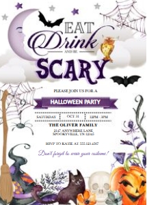 Eat Drink and be Scary Halloween Party Invitation: Eat Drink and Be Scary Halloween Invitation