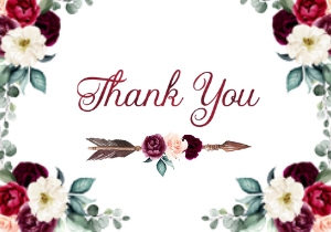 Burgundy Boho Thank You-1: Burgundy Boho Wild One Birthday Invitation -1 (Bundle)