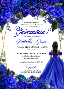 Royal Blue Quinceanera Invitation -2 (Gold): Royal Blue Quinceanera Invitation -2 (Gold)