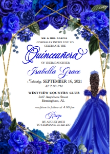 Royal Blue Quinceanera Invitation -1 (Gold): Royal Blue Quinceanera Invitation -1 (Gold)