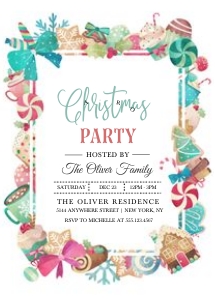 Candy Christmas Party Invitation: Candy Christmas Party Invitation