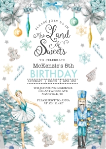 Ice Blue Land of Sweets Birthday Invitation -1: Ice Blue Land of Sweets Birthday Invitation -1