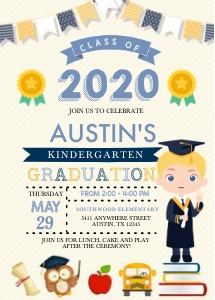 Character Boy Graduation Invitation -1: Character Boy Graduation Invitation -1
