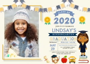 Character Girl Graduation Photo Invitation -4: Character Girl Graduation Photo Invitation -4