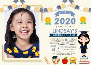 Character Girl Graduation Photo Invitation -3: Character Girl Graduation Photo Invitation -3