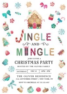 Candy Christmas Jingle and Mingle Invitation -1: Candy Christmas Jingle and Mingle Invitation -1