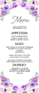 Purple Spring Floral Wedding Menu: Purple Spring Floral Menu
