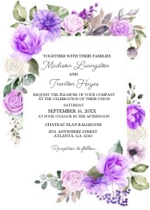 Purple Spring Floral Wedding Invitation -2: Purple Spring Floral Wedding Invitation -2 (Bundle)