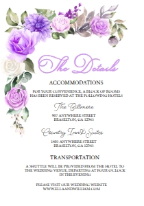 Purple Spring Floral Details Insert: Purple Spring Floral Wedding Invitation -2 (Bundle)