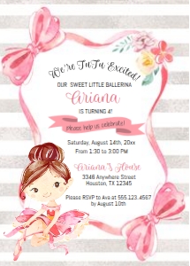 Ballerina Birthday Invitation Pink -5: Ballerina Birthday Invitation Pink-5