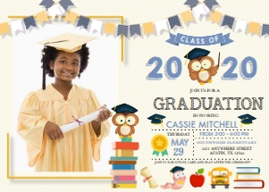 Owl Graduation Photo Invitation -2 design preview