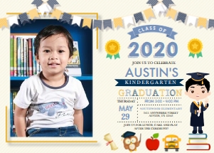 Character Boy Graduation Photo Invitation -3: Character Boy Graduation Photo Invitation -3