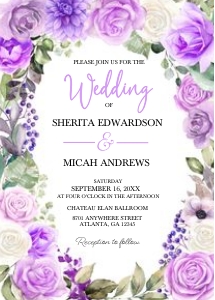 Purple Spring Floral Wedding Invitation -3: Purple Spring Floral Wedding Invitation -3