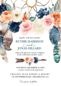 Peach Navy Boho Wedding Invitation: Peach Navy Boho Wedding Invitation (Bundle)