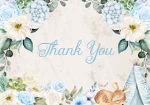 Blue Boho Woodland Thank You: Blue Boho Baby Shower Invitation -1 (Bundle)