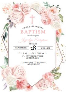 Pink Floral Baptism Invitation: Pink Floral Baptism Invitation