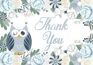 Owl Thank You Card (Blue) -1: Owl Baby Shower Invitation (Blue) Bundle