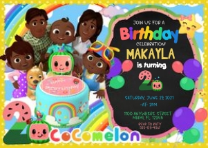 CocoMelon Birthday Invitation -BLK-2: Cocomelon Birthday Invitation Blk-2