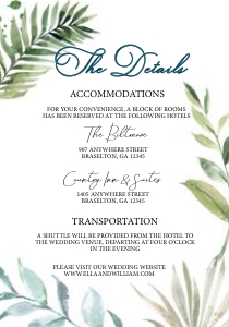Greenery Leaf Wedding Details Insert: Greenery Leaf Wedding Invitation (Bundle)