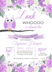 Owl Baby Shower Invitation (Purple) 2: Owl Baby Shower Invitation (Purple) Bundle