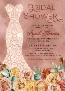 Boho Autumn Bridal Shower Dress Invitation -3: Boho Autumn Bridal Shower Dress Invitation -3
