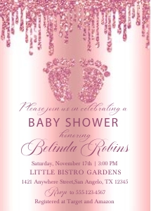 Pink Glitter Drip Baby Feet Invitation: Pink Glitter Drip Baby Feet Invitation