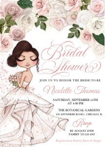 Rose Gold Pink Glam Girl Bridal Shower Invitation -4: Rose Gold Pink Glam Girl Bridal Shower Invitation -4