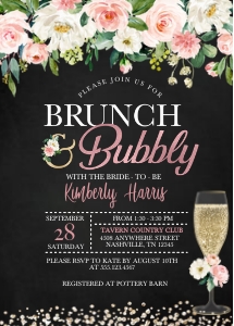 Peachy Brunch and Bubbly Bridal Invitation -1 (Dark): Peachy Brunch and Bubbly Bridal Invitation -1 (Dark)