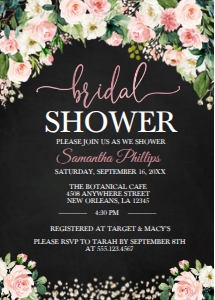 Peachy Floral Bridal Invitation -2 (Dark): Peachy Floral Bridal Invitation -2 (Dark)