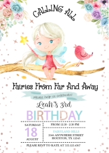 Fairy Birthday Invitation-5: Fairy Birthday Invitation -5