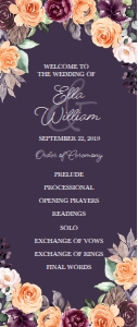 Peach Plum Floral Program (Front & Back) Dark: Peach Plum Floral Wedding Program (Dark)