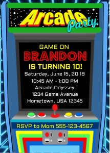 Arcade Invite Blue: Arcade Birthday Invitation, Arcade invitation, Gamer invitation, Retro Arcade Birthday, Video Game Birthday, Video Game Invitation