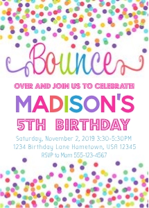 Bounce Dot Invite: Jump Birthday Invitation | Bounce house Invitation | Rainbow Invite | Trampoline birthday | Jump Invitation | Bounce Invitation |