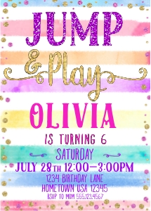 Jump and Play Invite: Editable Rainbow Birthday invitation | Trampoline birthday | Gymnastics birthday invitation | Bounce house Invitation | Jump Party Invite