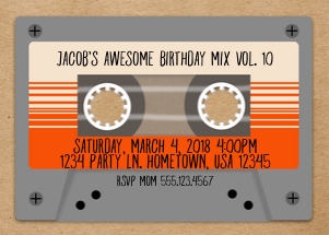 Cassette Tape Birthday Invitation, Retro Mix Tape invitation, Guardians of the Galaxy Birthday invitation , 80's Party design preview