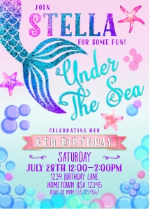 Mermaid Invitation - Little Mermaid Birthday Invitations- Printable Mermaid Tail invitation- Under the Sea Party-Mermaid Birthday: Mermaid Invitation - Little Mermaid Birthday Invitations- Printable Mermaid Tail invitation- Under the Sea Party-Mermaid Birthday