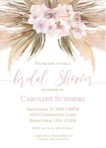 Editable Pampas Grass Bridal Shower Invitation design preview