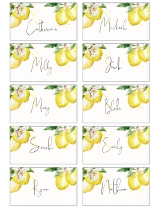 Lemon Watercolor Place cards - Flat: Lemon Watercolor place cards