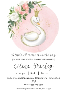 Swan Baby shower: swan shower invite