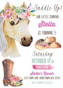 Floral Horse Invite design preview