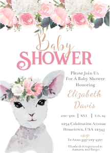 Lamb Floral Baby Shower Invite design preview